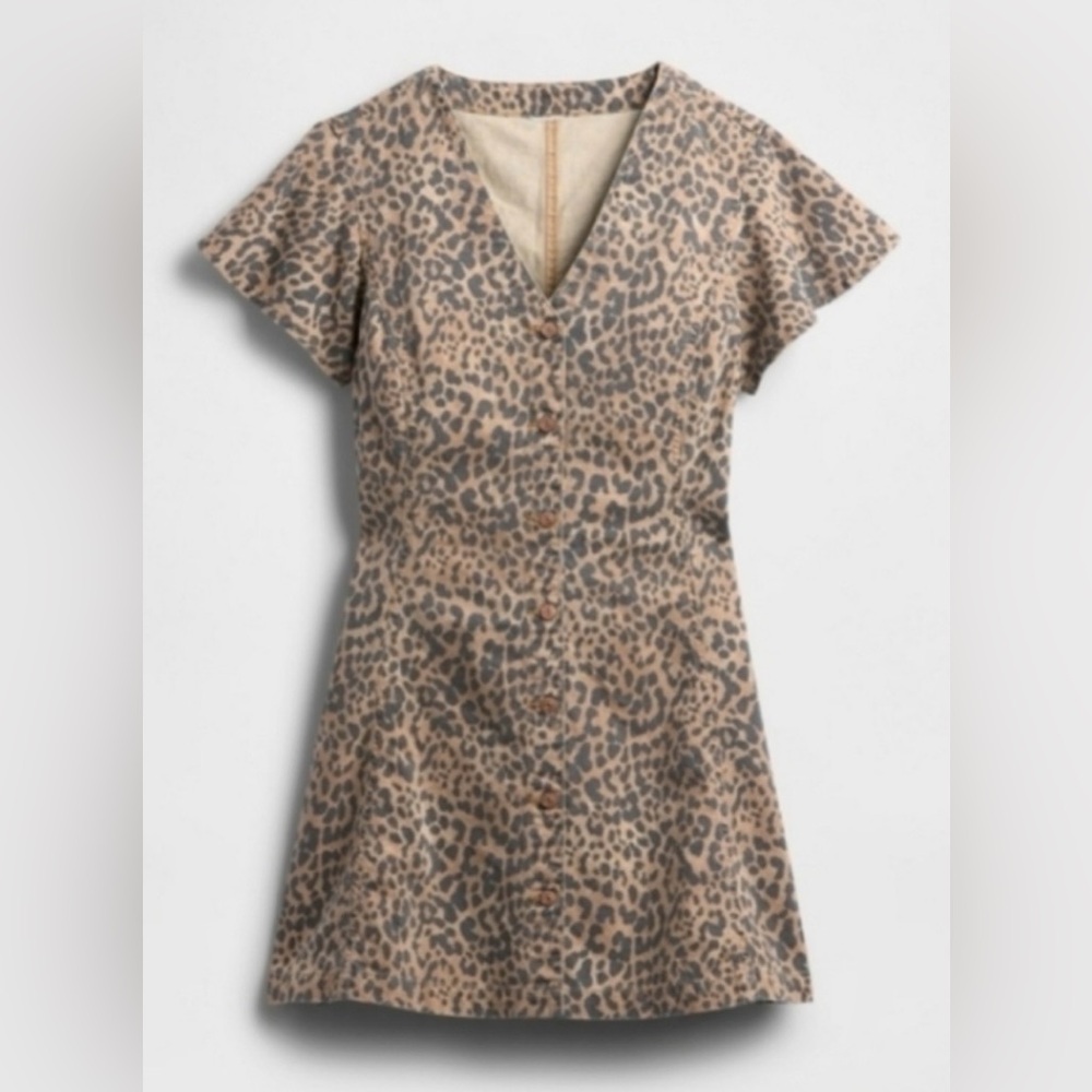 Gap Leopard Print Flutter Sleeves Boho Button-Fro… - image 6